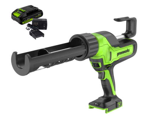 Пистолет для герметиков аккумуляторный Greenworks G24CAU 24V, 310 мл (1хАКБ 2Ач и ЗУ)