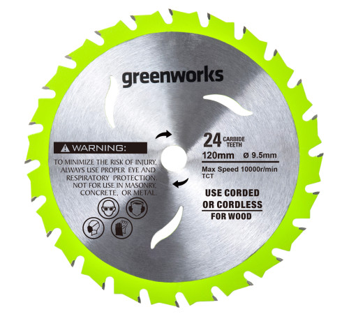 Диск пильный по дереву для циркулярной мини пилы Greenworks 120х9,5мм, 24T