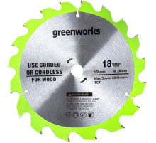 Диск пильный по дереву для циркулярной пилы Greenworks 1501607 Ø165 мм 18T