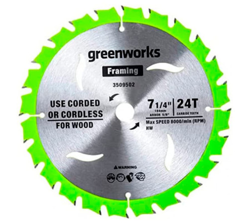Диск пильный по дереву для циркулярной пилы Greenworks 184x20 мм, 24T