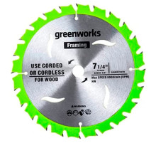 Диск пильный по дереву для циркулярной пилы Greenworks 184x20 мм, 40T