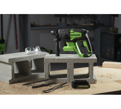 Перфоратор аккумуляторный Greenworks 24V GD24SDS2 (1хАКБ 4Ач и ЗУ) 2Дж в сумке