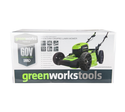 Газонокосилка аккумуляторная Greenworks 60V GD60LM46HP (1хАКБ 4Ач и ЗУ) 46см