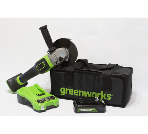 Угловая шлифовальная машина аккумуляторная Greenworks 24V GD24AGK4 (1хАКБ 4 Ач и ЗУ)