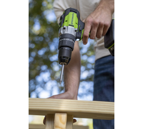 Дрель-шуруповерт ударная аккумуляторная Greenworks 24V GD24DD60K2 (1хАКБ 2Ач и ЗУ) 60Нм в кейсе