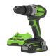Дрель-шуруповерт ударная аккумуляторная Greenworks 24V GD24DD60K2 (1хАКБ 2Ач и ЗУ) 60Нм в кейсе