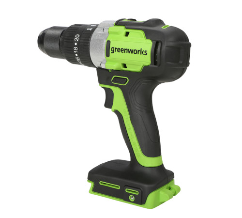 Дрель-шуруповерт ударная аккумуляторная Greenworks 24V GD24DD60K2 (1хАКБ 2Ач и ЗУ) 60Нм в кейсе