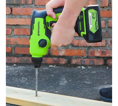 Перфоратор аккумуляторный Greenworks 24V GD24SDS1K2 (1хАКБ 2Ач и ЗУ) 1.2Дж