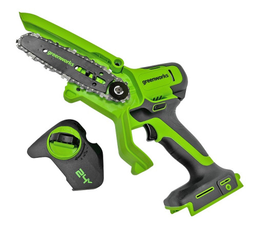 Цепная мини пила аккумуляторная Greenworks 24V G24MCS10K2 (1хАКБ 2Ач и ЗУ) 10см
