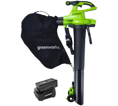 Воздуходув-пылесос садовый аккумуляторный Greenworks 40V GD40BVIIK5 (1хАКБ 5Ач и ЗУ)