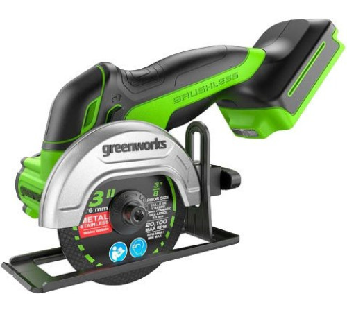 Углошлифовальная машина аккумуляторная Greenworks GD24UCS 24V, бесщеточная, 76 мм, без АКБ и ЗУ