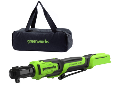 Гайковерт-трещотка аккумуляторный Greenworks 24V GD24RW 1/2 бесщеточный (без АКБ и ЗУ), сумка