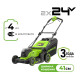 Газонокосилка аккумуляторная Greenworks 24V*2 GD24X2LM411 (2хАКБ 4Ач и ЗУ) 41 см б/щ