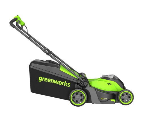 Газонокосилка аккумуляторная Greenworks 40V GD40LM411 (1хАКБ 4Ач и ЗУ) 41 см б/щ