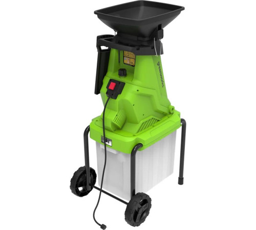 Измельчитель садовый электрический Greenworks 220 В, 2800 Вт с контейнером