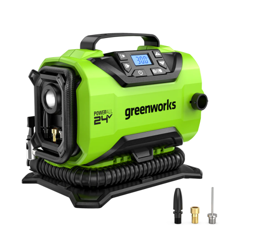 Компрессор автомобильный аккумуляторный Greenworks ACG301 24V/12V (от сети автомобиля), без АКБ и ЗУ