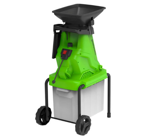 Измельчитель садовый электрический Greenworks 220 В, 2800 Вт с контейнером