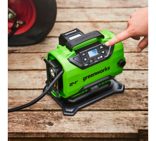 Компрессор автомобильный аккумуляторный Greenworks ACG301 24V/12V (от сети автомобиля), без АКБ и ЗУ