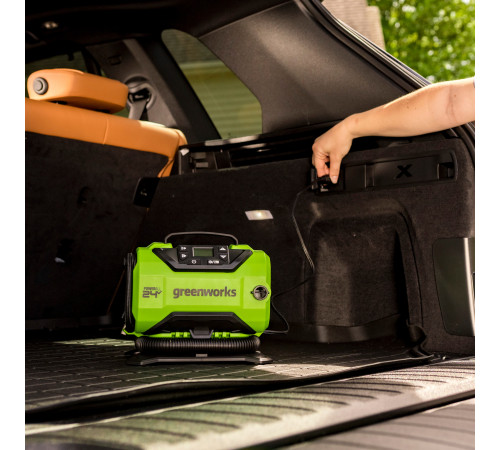 Компрессор автомобильный аккумуляторный Greenworks ACG301 24V/12V (от сети автомобиля), без АКБ и ЗУ