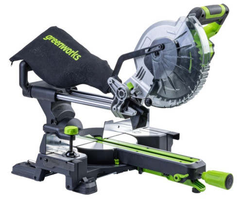 Пила торцовочная Greenworks GD24MS216 24V бесщеточная с протяжкой (1хАКБ 8Ач и ЗУ)