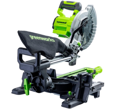 Пила торцовочная Greenworks GD24MS216 24V бесщеточная с протяжкой (1хАКБ 8Ач и ЗУ)