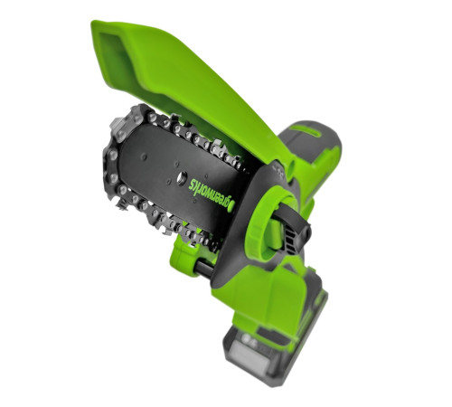 Цепная мини пила аккумуляторная Greenworks 24V G24MCS10 (1хАКБ 4Ач и ЗУ) 10см