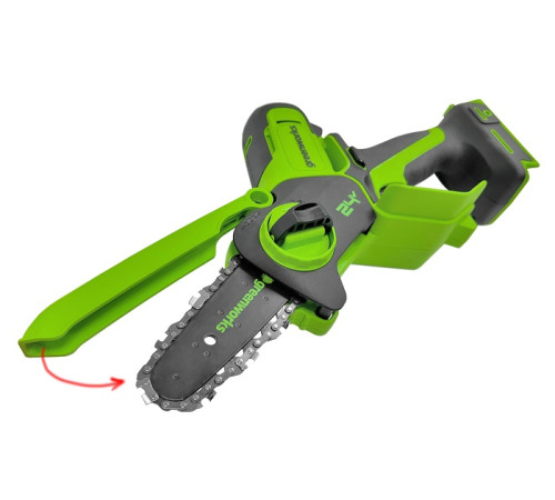 Цепная мини пила аккумуляторная Greenworks 24V G24MCS10 (1хАКБ 4Ач и ЗУ) 10см
