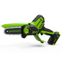 Цепная мини пила аккумуляторная Greenworks 24V GD24CSMNX (1хАКБ 2Ач и ЗУ) 15см