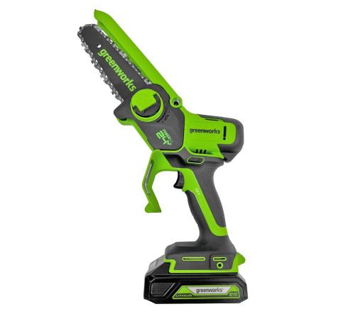 Цепная мини пила аккумуляторная Greenworks 24V GD24CSMNX (1хАКБ 2Ач и ЗУ) 15см