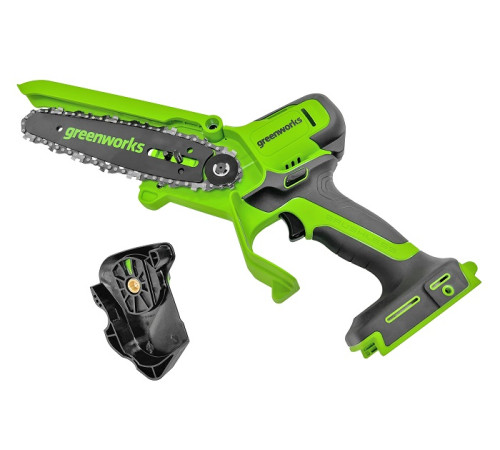 Цепная мини пила аккумуляторная Greenworks 24V GD24CSMNX (1хАКБ 2Ач и ЗУ) 15см