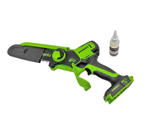 Цепная мини пила аккумуляторная Greenworks 24V GD24CSMNX (1хАКБ 2Ач и ЗУ) 15см