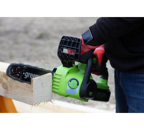 Цепная пила аккумуляторная Greenworks 24V G24CS25 (1хАКБ 8Ач и ЗУ) 25см