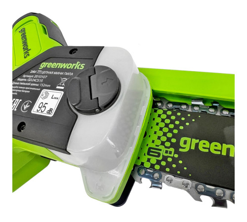 Цепная мини пила аккумуляторная Greenworks 24V GD24CS15( без АКБ и ЗУ)15см б/щ с авто/смазкой цепи