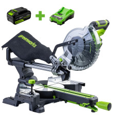 Пила торцовочная Greenworks GD24MS216 24V бесщеточная с протяжкой (1хАКБ 4Ач и ЗУ)