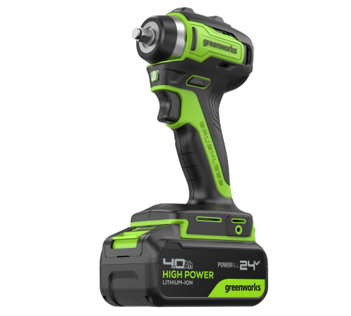 Гайковерт ударный акк умуляторный Greenworks 24V G24IW200 б/щет (1АКБх4Ач и ЗУ) коробка