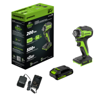 Гайковерт ударный аккумуляторный Greenworks 24V G24IW200 б/щет (1АКБх2Ач и ЗУ) коробка
