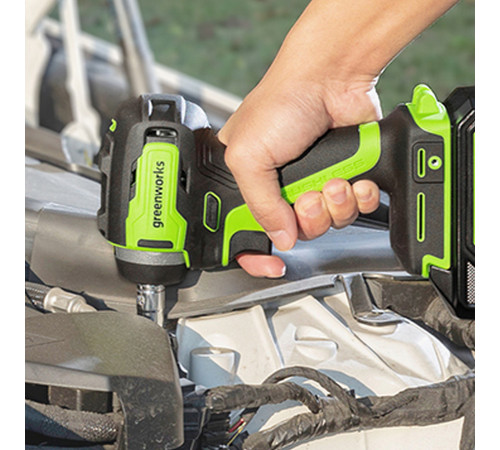 Гайковерт ударный аккумуляторный Greenworks 24V G24IW200 б/щет (1АКБх2Ач и ЗУ) коробка