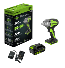 Гайковерт ударный аккумуляторный Greenworks 24V GD24IW400 б/щет (1АКБх4Ач и ЗУ) коробка