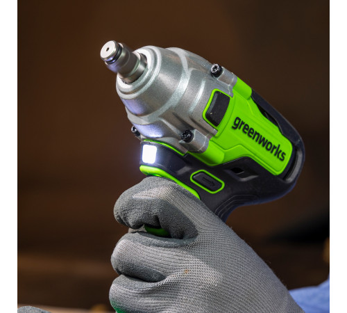 Гайковерт ударный аккумуляторный Greenworks 24V GD24IW400 б/щет (1АКБх4Ач и ЗУ) коробка