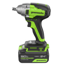 Гайковерт ударный аккумуляторный Greenworks 24V GD24IW400 б/щет (1хАКБх 5Ач и ЗУ) коробка