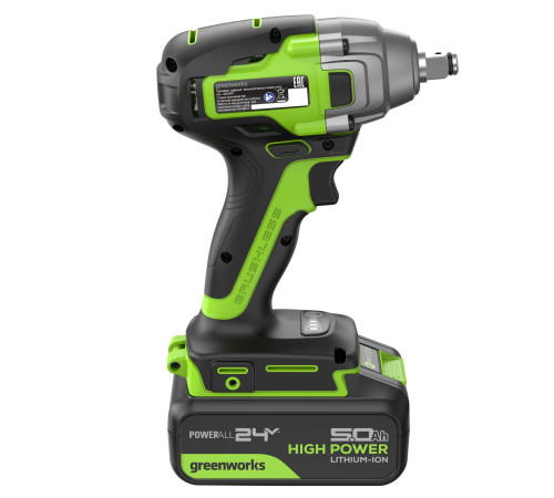 Гайковерт ударный аккумуляторный Greenworks 24V GD24IW400 б/щет (1хАКБх 5Ач и ЗУ) коробка