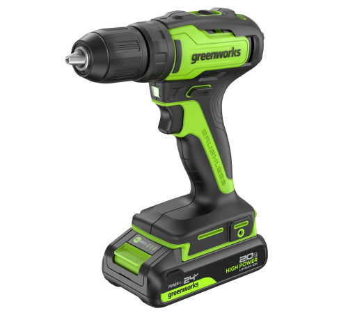 Дрель-шуруповерт аккумуляторная Greenworks 24V GD24DD35 (2x2Ач, ЗУ, коробка) 29/35Нм б/щет