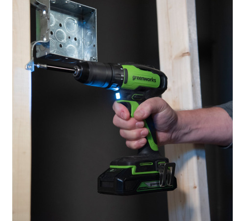 Дрель-шуруповерт аккумуляторная Greenworks 24V GD24DD35 (2x2Ач, ЗУ, коробка) 29/35Нм б/щет