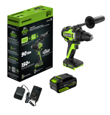 Дрель-шуруповерт аккумуляторная Greenworks 24V GD24DD90 (1хАКБ 4Ач и ЗУ) 90Нм коробка