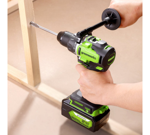 Дрель-шуруповерт аккумуляторная Greenworks 24V GD24DD90 (1хАКБ 4Ач и ЗУ) 90Нм коробка
