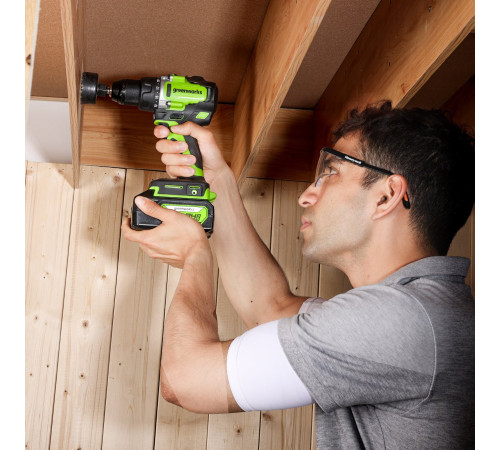 Дрель-шуруповерт аккумуляторная Greenworks 24V GD24DD90 (1хАКБ 4Ач и ЗУ) 90Нм коробка