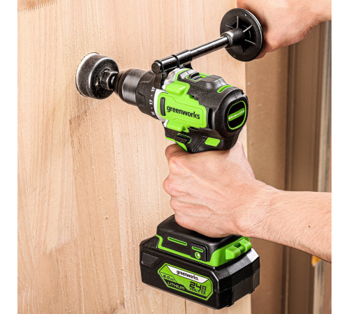 Дрель-шуруповерт аккумуляторная Greenworks 24V GD24DD90 (1хАКБ 4Ач и ЗУ) 90Нм коробка