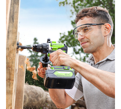 Дрель-шуруповерт аккумуляторная Greenworks 24V GD24DD90 (1хАКБ 4Ач и ЗУ) 90Нм коробка