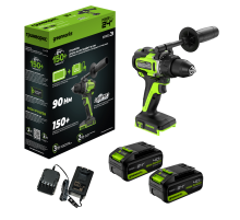 Дрель-шуруповерт аккумуляторная Greenworks 24V GD24DD90 (2хАКБ 4Ач и ЗУ) 90Нм коробка