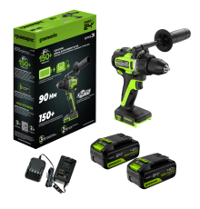 Дрель-шуруповерт аккумуляторная Greenworks 24V GD24DD90 (2хАКБ 4Ач и ЗУ) 90Нм коробка